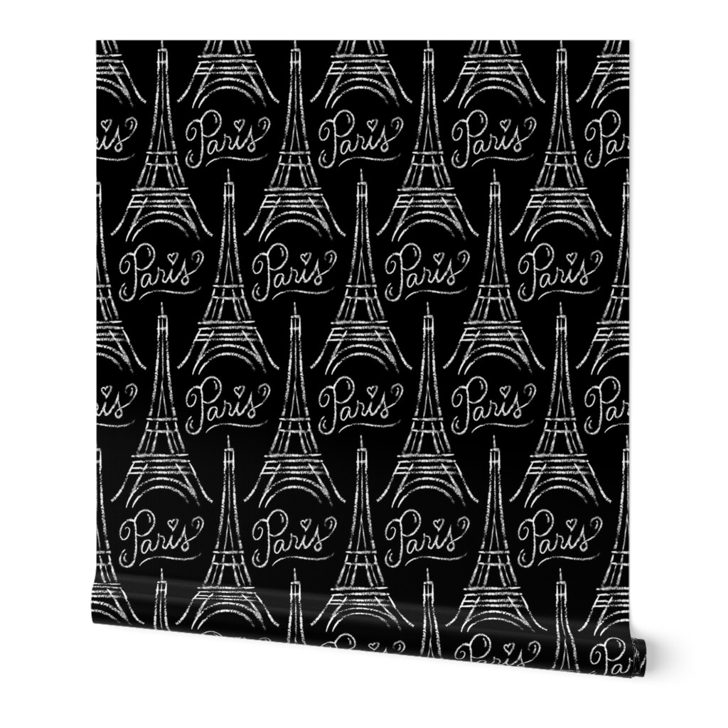 Eiffel Tower (white on black)