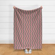 Wavy chevron - cherry and coffee on pearl grey