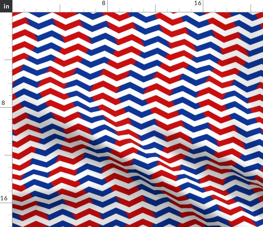 red and blue chevron on white