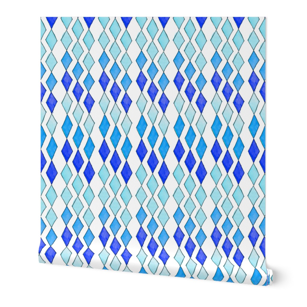 Bowling Diamonds - blue hues vertical