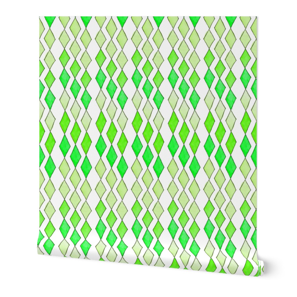 Bowling Diamonds - green hues vertical