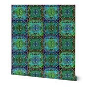 MANDALA TILE BLUE GREEN MOSS SEAWEED PSMGE