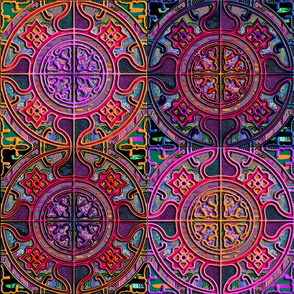 MANDALA TILES CHECK PINK ORANGE PURPLE PSMGE