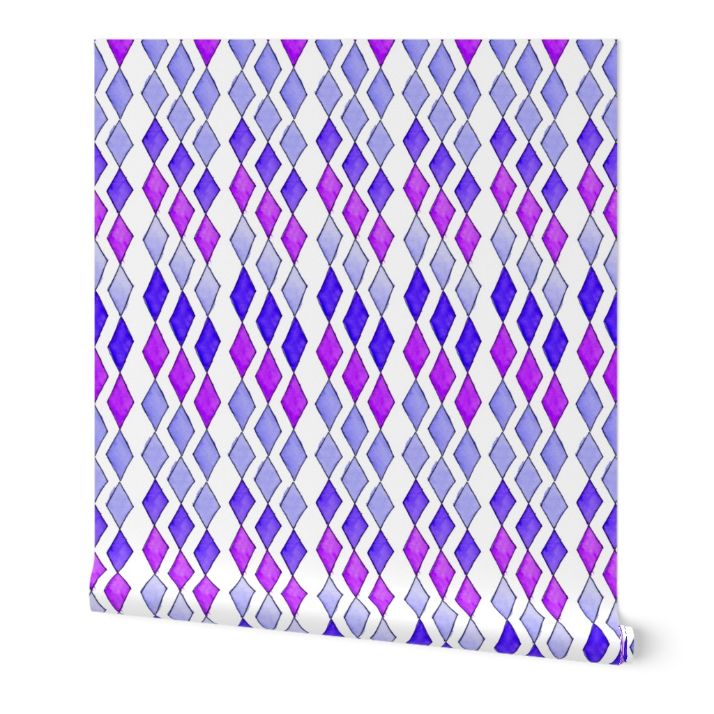 Bowling Diamonds - purple hues vertical