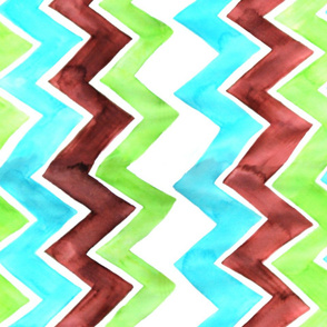 Brown Lime Aqua Zigzag - vertical