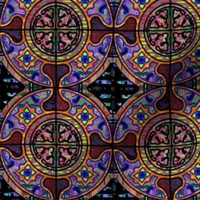 PURPLE SUNSET HARMONY MANDALA TILES CHECK Medium scale