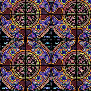 PURPLE SUNSET HARMONY MANDALA TILES CHECK Medium scale