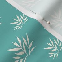 Botanical Leafy Cream Turquoise