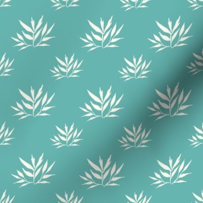 Botanical Leafy Cream Turquoise