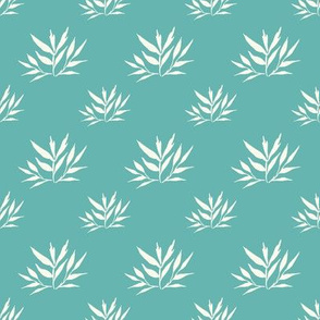 Botanical Leafy Cream Turquoise