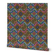 COLORFUL AZULEJOS STYLE TILES  original Brown blue pink