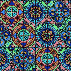 small COLORFUL AZULEJOS STYLE TILES blue aqua green