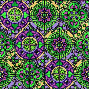 small COLORFUL AZULEJOS STYLE TILES  PURPLE GREEN CORN YELLOW