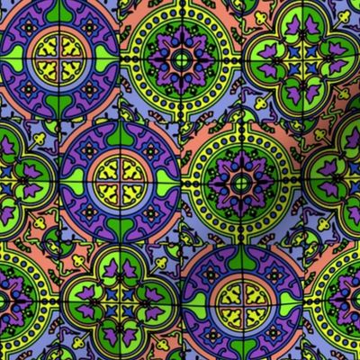 small COLORFUL AZULEJOS STYLE TILES purple green coral