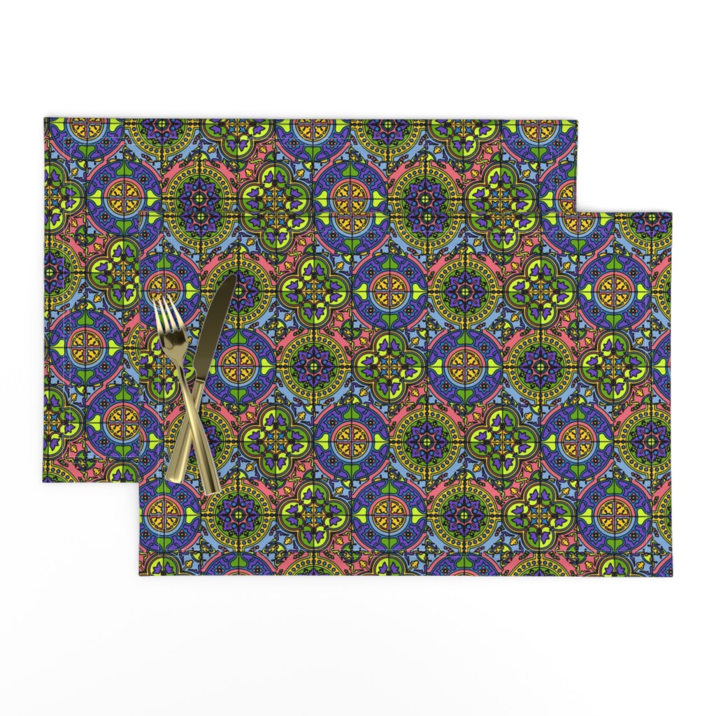 small COLORFUL AZULEJOS STYLE TILES yellow purple green pink