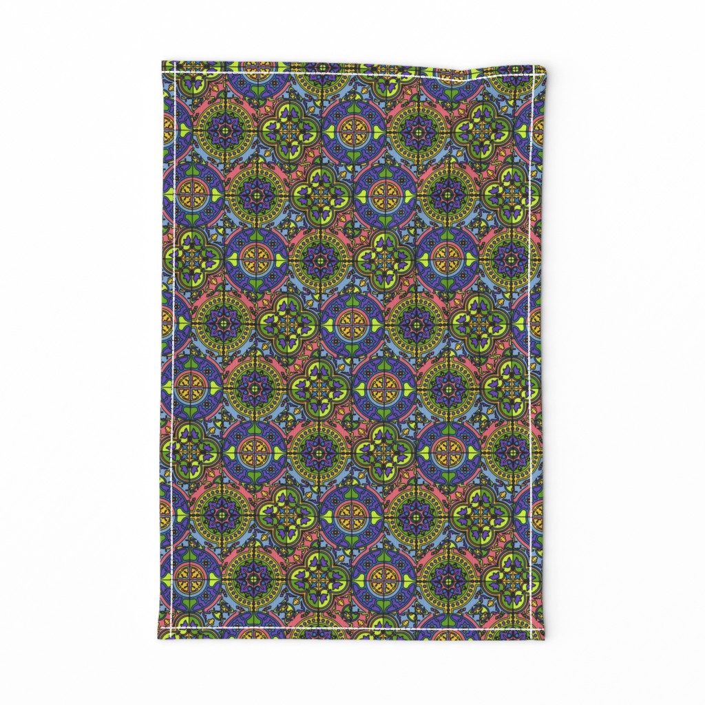 small COLORFUL AZULEJOS STYLE TILES yellow purple green pink
