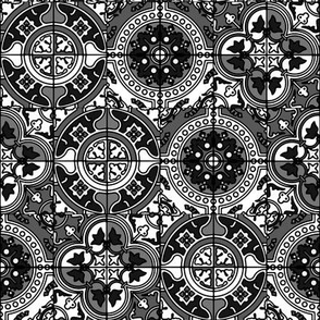 small AZULEJOS STYLE TILES BLACK AND WHITE BW