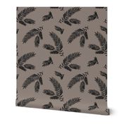 Pine Sprig - Charcoal, Taupe