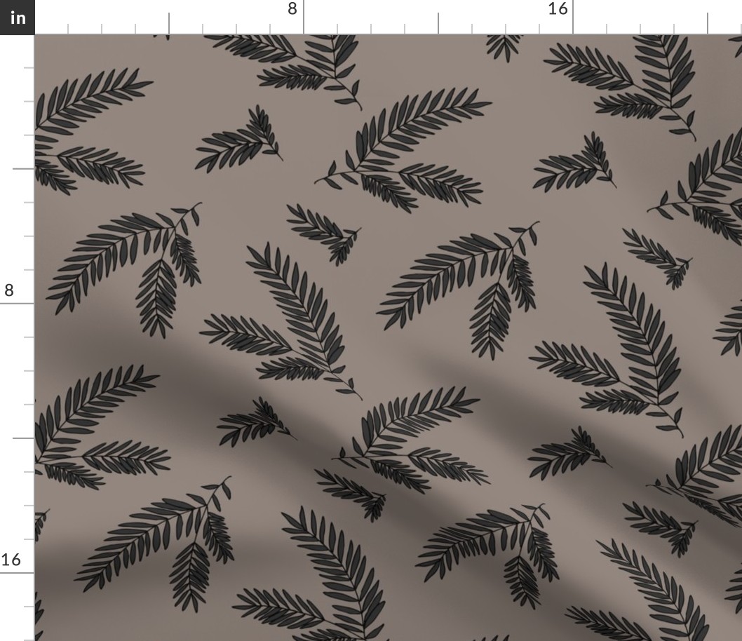 Pine Sprig - Charcoal, Taupe