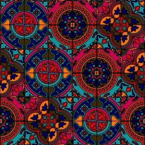 small COLORFUL AZULEJOS STYLE TILES RED PINK BLUES