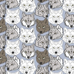 Wolf Heads on blue-grey