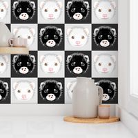 Black and White Ferret Checkerboard