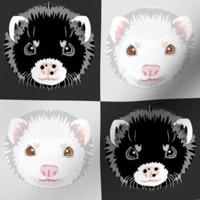 Black and White Ferret Checkerboard