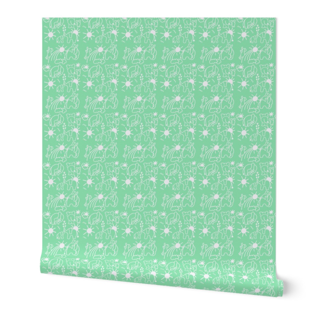 You Are My Sunshine Elephants in Mint and White