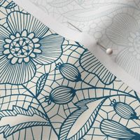 Floral Lace (blue on off-white)