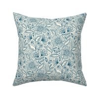 Floral Lace (blue on off-white)