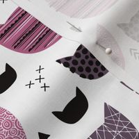 Inky texture kittens and cats fun print with geometric abstract details winter pink girls