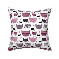 Inky texture kittens and cats fun print with geometric abstract details winter pink girls