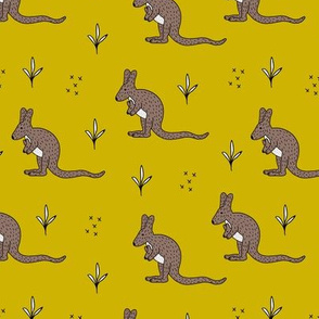 Sweet kangaroo mom and baby down under collection gender neutral ochre