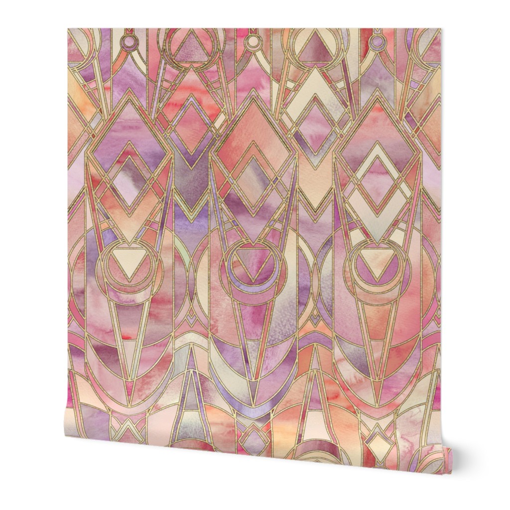 Glowing Coral and Amethyst Art Deco - large