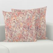 Melon and Peach Art Deco with white lines - small print