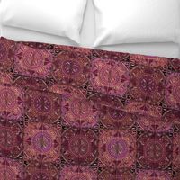 MANDALA TILES CHECK PINK GOLD COOPER BURGUNDY