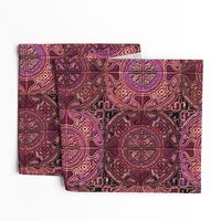 MANDALA TILES CHECK PINK GOLD COOPER BURGUNDY