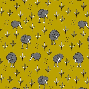 Cool kiwi birds quirky animals from New Zealand ochre yellow