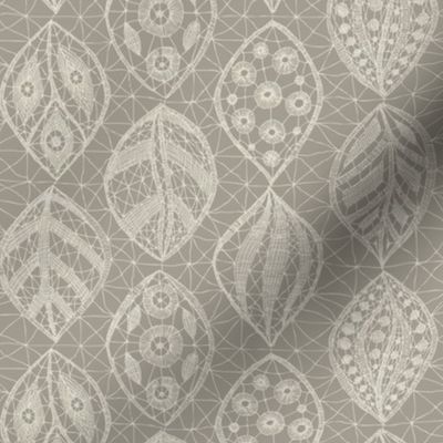 Lace Leaves - Cream, Taupe 