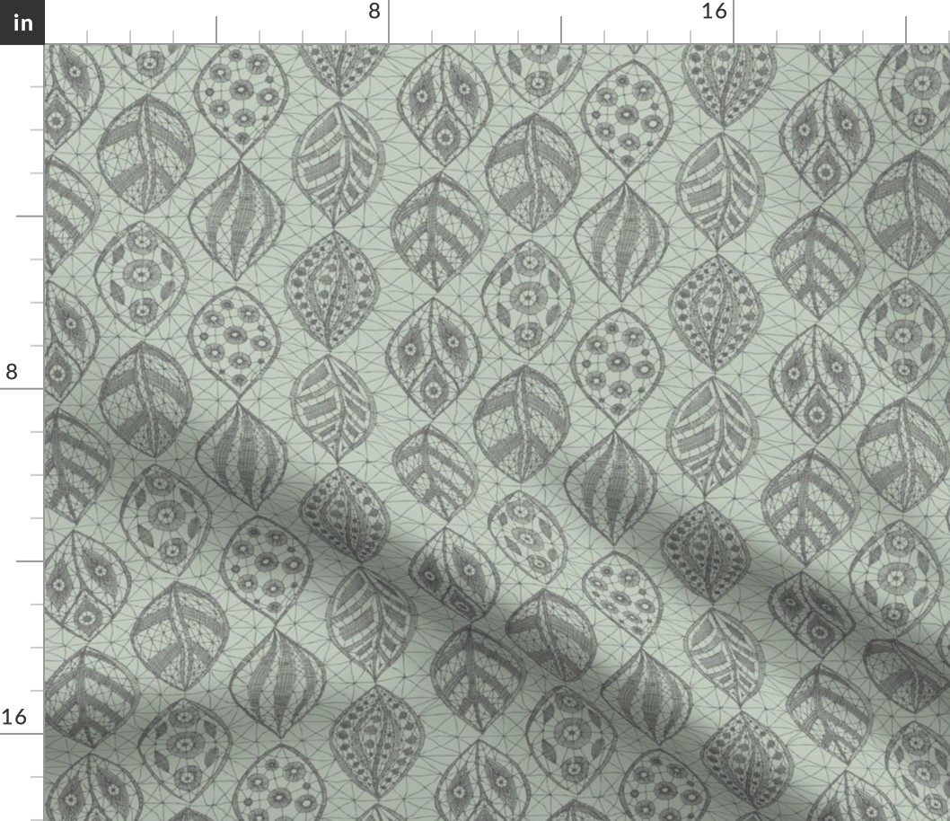 Lace Leaves - Grey / Seaspray