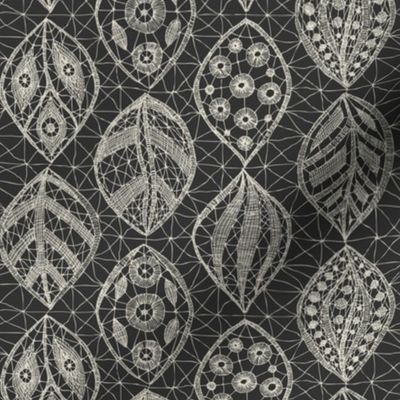 Lace Leaves - Cream / Charcoal