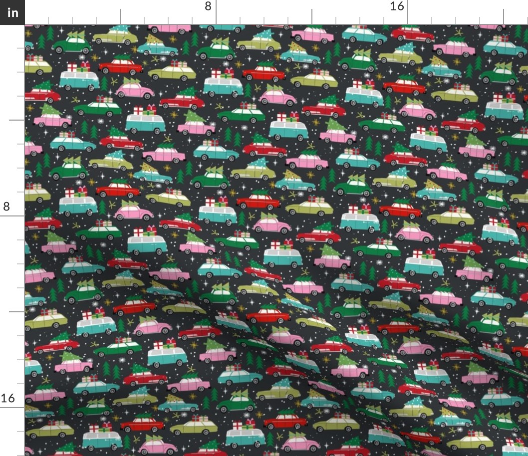 vintage christmas cars holiday xmas christmas fabric tree on car