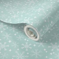 winter snowflakes // mint cute winter hand-drawn snowflake fabric andrea lauren design