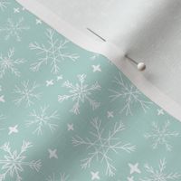 winter snowflakes // mint cute winter hand-drawn snowflake fabric andrea lauren design
