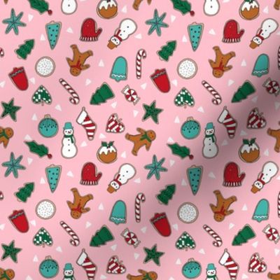 christmas cookies // pink cute christmas cookie fabric christmas baking food holiday fabrics holiday designs andrea lauren andrea lauren fabrics