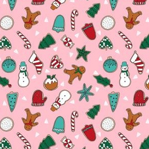christmas cookies // pink cute christmas cookie fabric christmas baking food holiday fabrics holiday designs andrea lauren andrea lauren fabrics