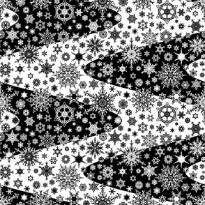 Snowflake Waves - Black and White