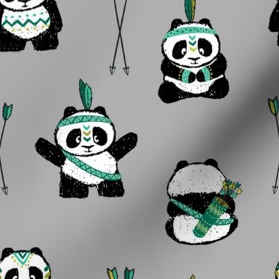 pandas w/ arrows (dark green) || pandamonium