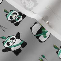 pandas w/ arrows (dark green) small scale || pandamonium