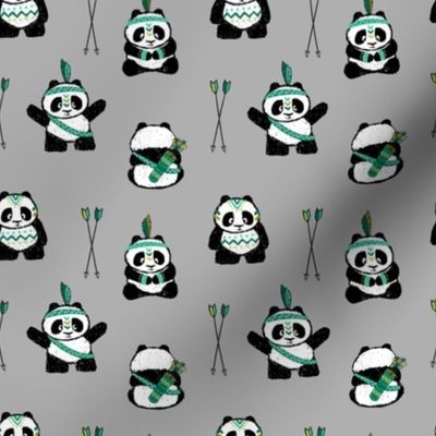 pandas w/ arrows (dark green) small scale || pandamonium